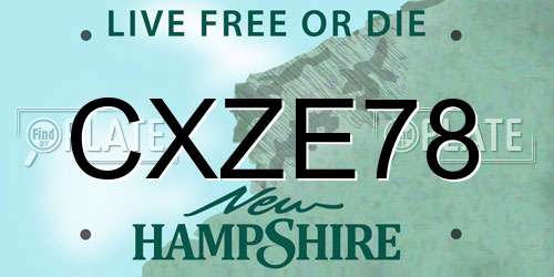 CXZE78 New Hampshire License Plate