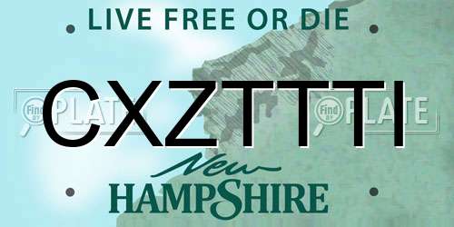 CXZTTTI New Hampshire License Plate