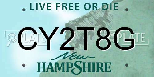 CY2T8G New Hampshire License Plate