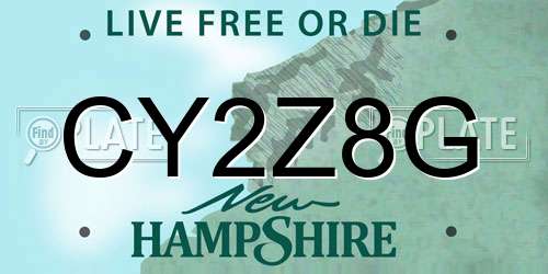 CY2Z8G New Hampshire License Plate