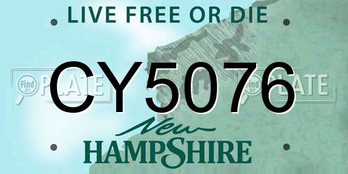 CY5076 New Hampshire License Plate