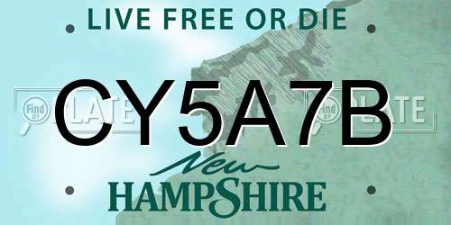 CY5A7B New Hampshire License Plate