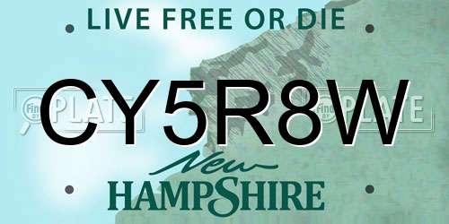 CY5R8W New Hampshire License Plate