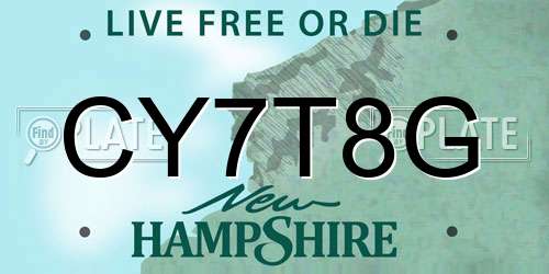 CY7T8G New Hampshire License Plate