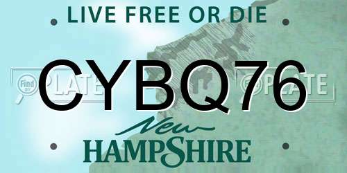 CYBQ76 New Hampshire License Plate
