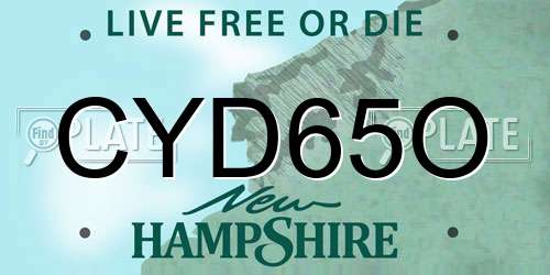 CYD65O New Hampshire License Plate