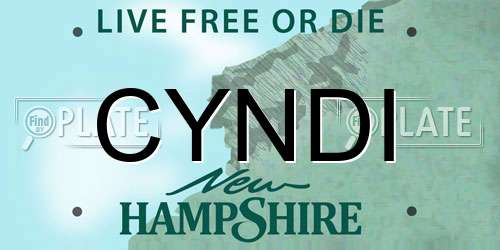 CYNDI New Hampshire License Plate