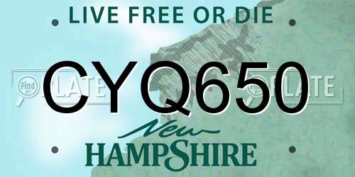 CYQ650 New Hampshire License Plate