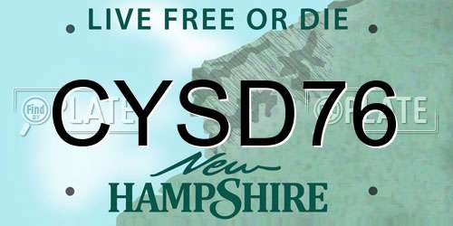 CYSD76 New Hampshire License Plate