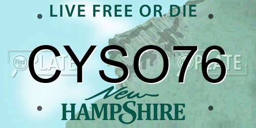 CYSO76 New Hampshire License Plate