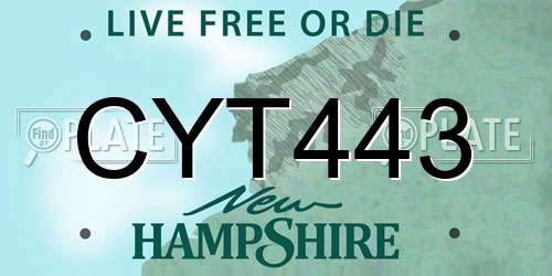 CYT443 New Hampshire License Plate