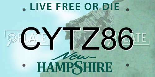 CYTZ86 New Hampshire License Plate