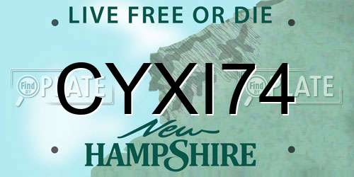 CYXI74 New Hampshire License Plate