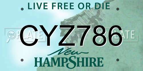 CYZ786 New Hampshire License Plate