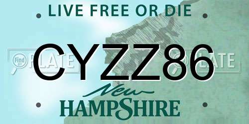 CYZZ86 New Hampshire License Plate
