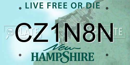 CZ1N8N New Hampshire License Plate