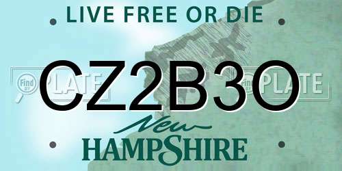 CZ2B3O New Hampshire License Plate