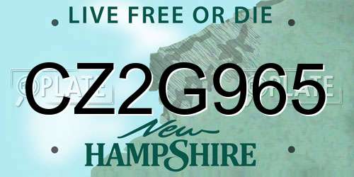 CZ2G965 New Hampshire License Plate