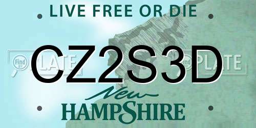 CZ2S3D New Hampshire License Plate