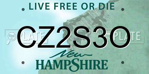 CZ2S3O New Hampshire License Plate