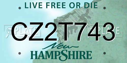 CZ2T743 New Hampshire License Plate