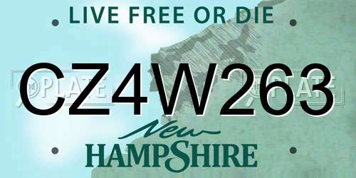 CZ4W263 New Hampshire License Plate