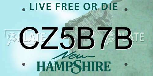 CZ5B7B New Hampshire License Plate