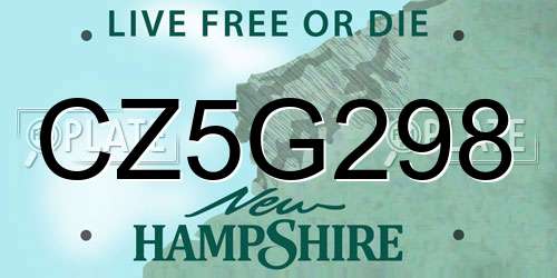 CZ5G298 New Hampshire License Plate