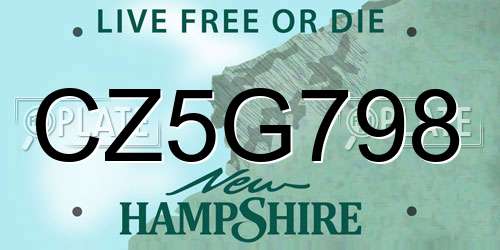 CZ5G798 New Hampshire License Plate