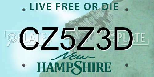 CZ5Z3D New Hampshire License Plate