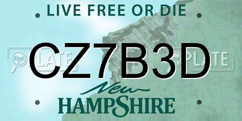 CZ7B3D New Hampshire License Plate