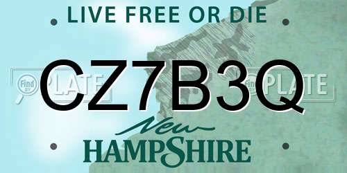 CZ7B3Q New Hampshire License Plate