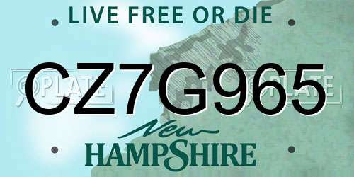 CZ7G965 New Hampshire License Plate