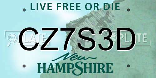 CZ7S3D New Hampshire License Plate