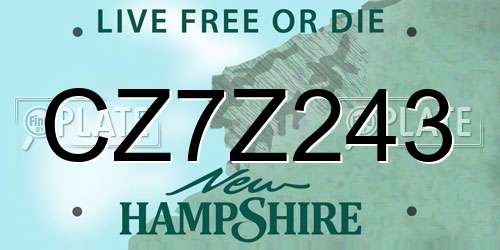 CZ7Z243 New Hampshire License Plate