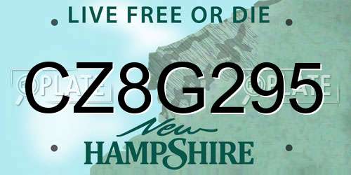 CZ8G295 New Hampshire License Plate