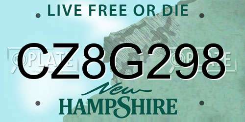 CZ8G298 New Hampshire License Plate