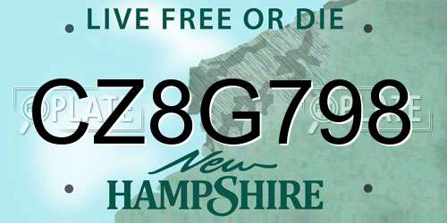 CZ8G798 New Hampshire License Plate