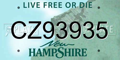 CZ93935 New Hampshire License Plate