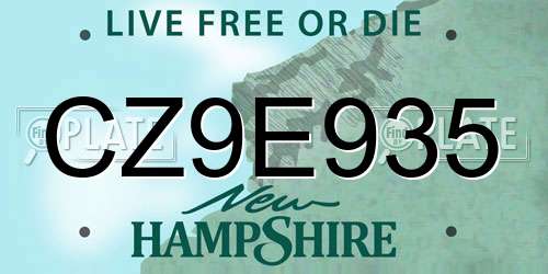 CZ9E935 New Hampshire License Plate
