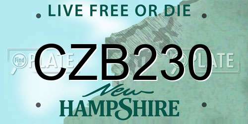 CZB230 New Hampshire License Plate