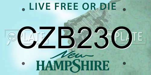 CZB23O New Hampshire License Plate