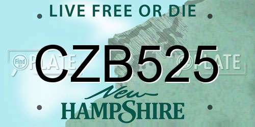 CZB525 New Hampshire License Plate