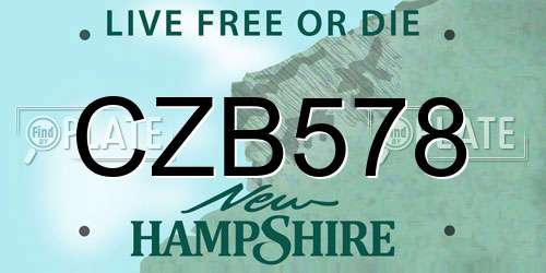 CZB578 New Hampshire License Plate