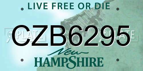 CZB6295 New Hampshire License Plate