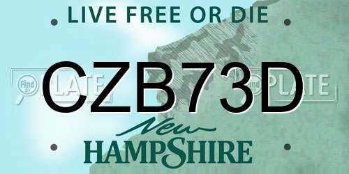 CZB73D New Hampshire License Plate