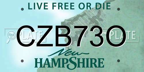 CZB73O New Hampshire License Plate
