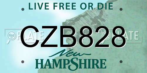 CZB828 New Hampshire License Plate