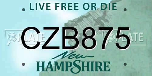 CZB875 New Hampshire License Plate