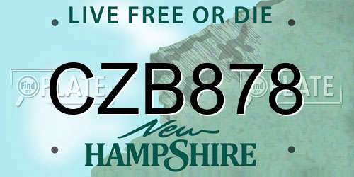 CZB878 New Hampshire License Plate
